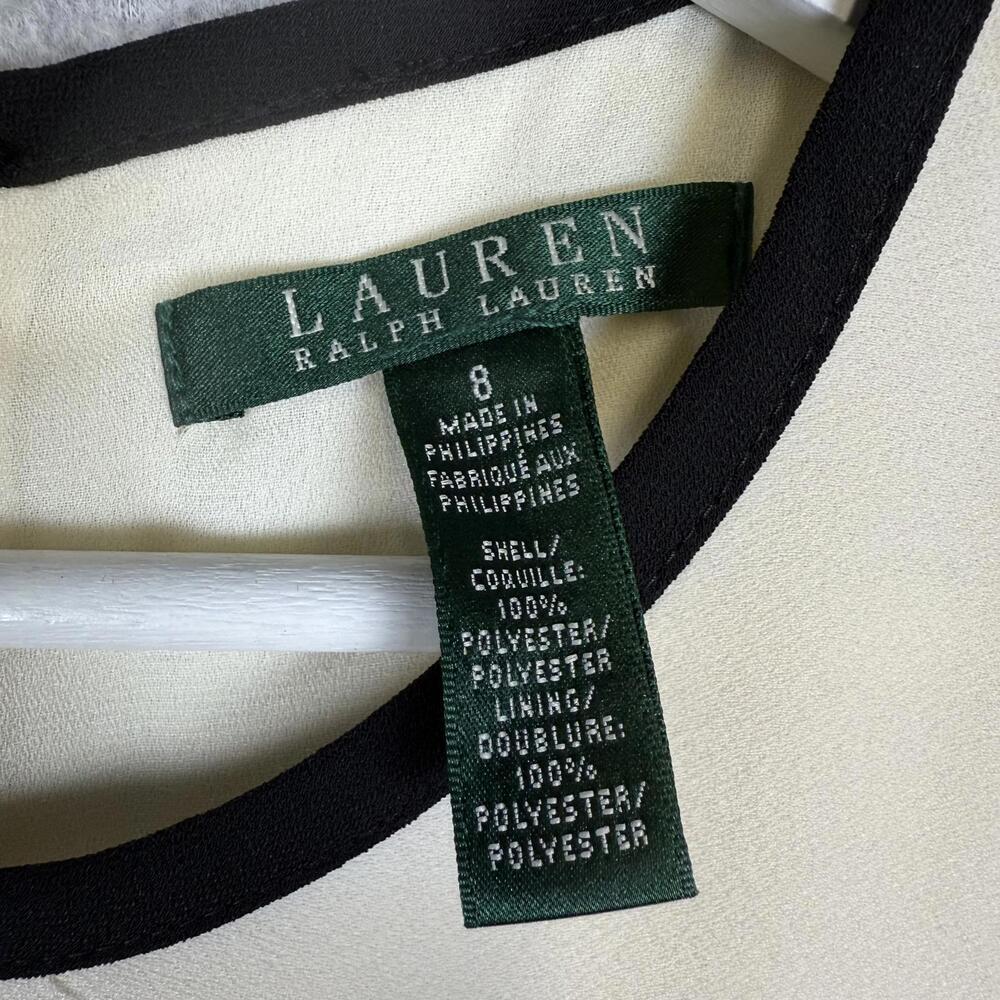 Vintage Lauren Ralph Lauren Women's Size 8 Cream Black Colorblock A Line Dress - Picture 2 of 7